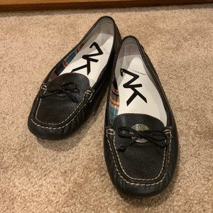 Anne Klein black leather loafers